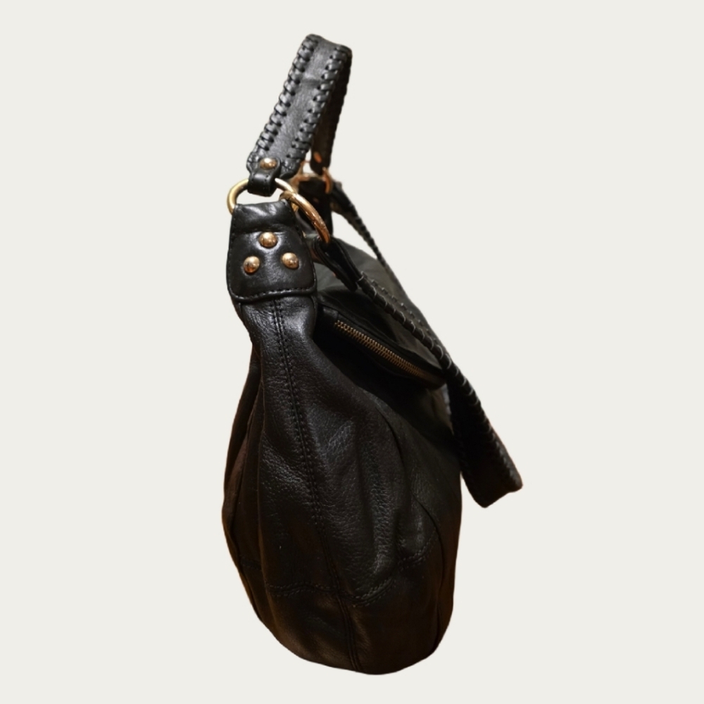 Onna Ehrlich Rachel Black Pebbled Leather Shoulder Bag - Picture 8 of 14
